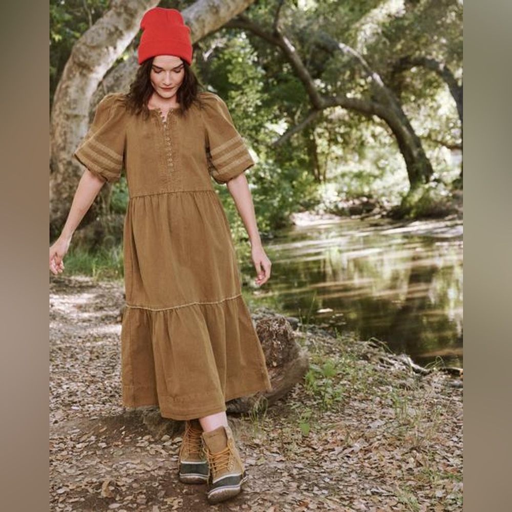 The GREAT. Puff Sleeve Peasant The Great Forest Dress Grape Leaf